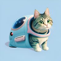 「宇宙服を着た猫」の生成AI画像